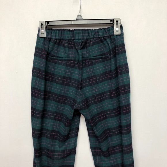 Banana Republic Women Pull On Hayden Pants Size 0 Green Plaid M118 -7 - Picture 14 of 15
